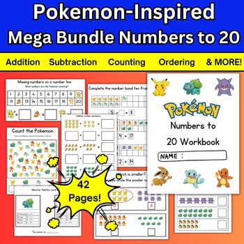 Pokemon-Inspired Numbers Sense to 20 Packet Back to School Math Worksheets