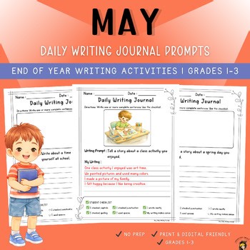 May Writing Prompts | Daily Writing Journal | End of Year Writing Activities 1st
