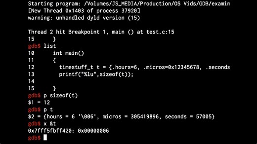 How to examine memory in GDB