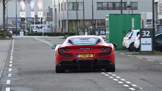 Ferrari F8 Tributo suddenly accelerates on quiet street