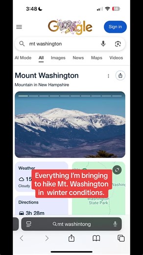 Ski goggles are also essential—forgot to add them! #mountainlife #hikingadventures #hiketok #mountaineering #mtwashington