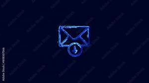 Email message letter symbol. glowing message icon with download symbol.