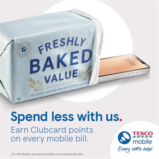16K views · 21 reactions | We'll help you spend less with Clubcard points, earned with every mobile bill. So you can save some dough  | Tesco Mobile | Facebook