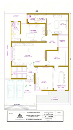 45’x63’ Luxury Corner House Plan | Modern Architecture Idea