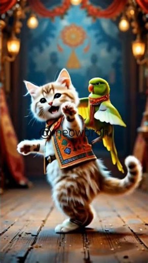 Cat & Parrot Folk Dance#dance #parrotsinging #talkingparrot #cute#parrot#parrottalking#cat #shorts