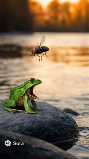 🪰 Fly eats a Frog 🐸 #3monkeysx #fyp #sora