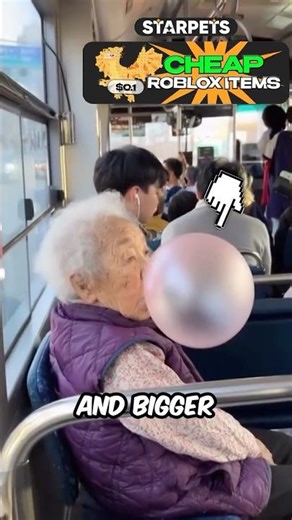 Granny blew up a giant bubble of gum 😲
