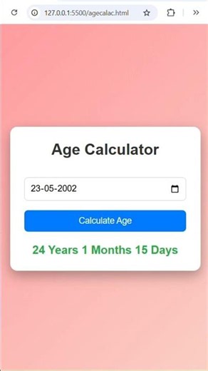 Build an Age Calculator Using HTML , CSS & JavaScript