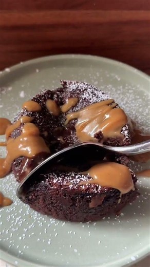 Chocolate molten lava cake with a creamy, peanut butter... #Shorts #eatatmaudes