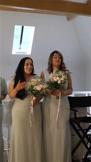 Bride reveals her dress to bridesmaids