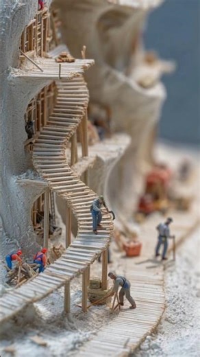 miniatur membuat konstruksi rumah diarea lereng/perbukitan #viral #shorts #miniature