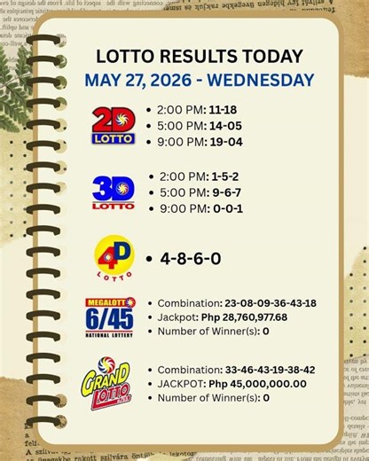 Lotto Result Today 9PM - MAY 27, 2026 WEDNESDAY #2dlotto #3Dlotto #lottoresult #lotto