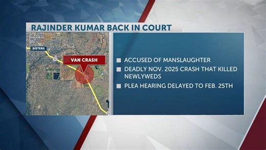 Plea hearing delayed for truck driver facing manslaughter charges in deadly Highway 20 crash