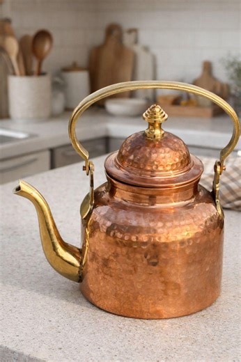 Buy Vintage Handcrafted Hammered Copper Kettle Set – Brass Handle Traditional Cookware Online in India - Etsy
