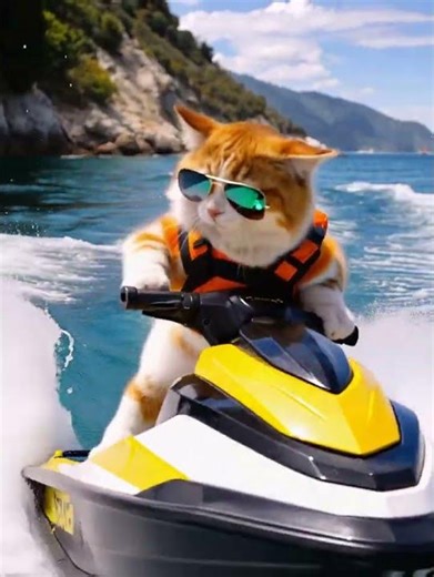 Cat Riding a Jet Ski 🐱🌊