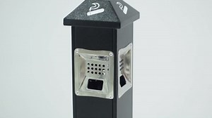 Colingmill Outdoor Black Metal Trash Can - Standing Small Waste Collection Column for Parks, Squares, Commercial Streets, Scenic Spots, Public Places