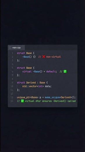 C++ tip: Missing virtual destructor — the undefined behavior hiding in your class hierarchy
