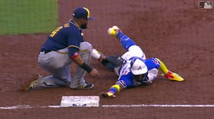 Acuña Jr. picked off after review