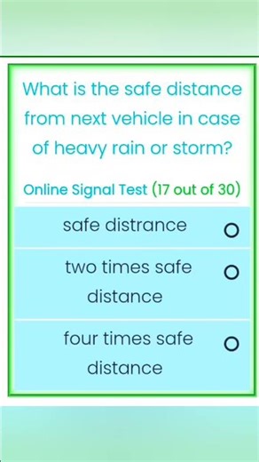 Pass the driving license signs test | Distance