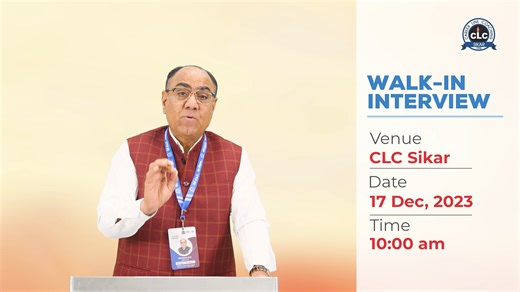 🌟 Join the CLC Parivar and unlock a world of opportunities and excellence! 🌐 We're actively recruiting for 50 Full-Time Positions, and we want you to be a part of our dynamic team. Explore roles such as: ✅ Parent Relation Officer ✅ Academic Counsellor ✅ Career Counsellor 🎓 Eligibility Criteria: A minimum of a Bachelor's degree, outstanding communication skills, and relevant work experience. 💎 Salary: Up to 15 LPA 📍 Walk in Interview: CLC Sikar, “KARMASTHALI” Pandit Harinath Chaturvedi Marg 