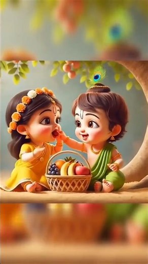 🚩नन्हे राधा-कृष्ण की मनमोहक लीला😍 | #RadhaKrishna #LittleKrishna #RadheRadhe #BhaktiStatus #Shorts