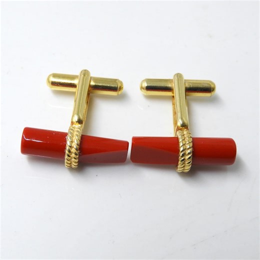 Red Coral Black Onyx Sterling Silver Cufflinks, Gold Vermeil Gemstone Mens Jewelry - Etsy