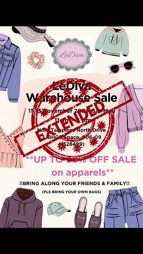 Due to overwhelming response and many request from our Divas! We will be extending our warehouse sales! This coming Saturday and Sunday!! What are you still waiting for? Gotta see you all there! #singapore #fashionista #christmasshopping #endofyearsale #sgclearancesale #sgshopping #ladiesapparel #ladiesfashion #ladies #warehousesales #clearanceshopping #clearancesale #sales #fashion #cheap #cheapshopping #apparel #pretty #allday #yolo