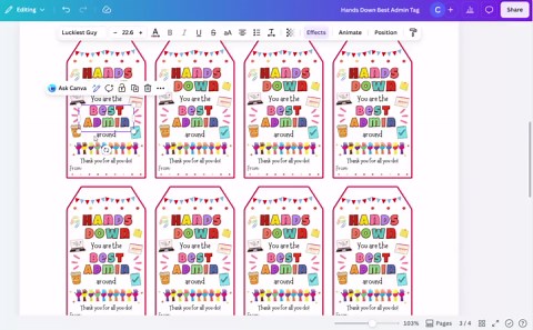 Admin Assistant Thank You Tag, Printable Hands Down Best Admin Appreciation, Editable Happy Admin Professional Day Hand Soap Lotion Gift Tag - Etsy