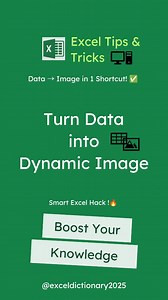 Turn your Excel data into a dynamic image. . Try this Excel shortcut today! 🚀 #excel #exceltips #excelformulas #corporate #finance | Excel Dictionary 2025