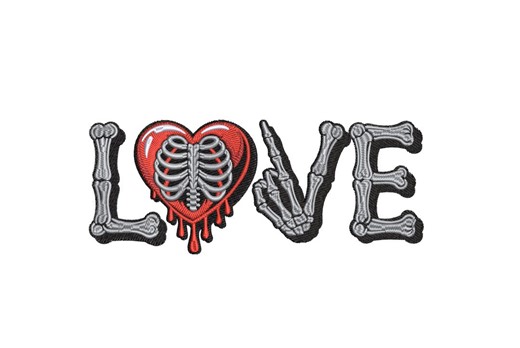 Love Skeleton Embroidery Design – Gothic Bone Lettering – Dark Romance - Etsy