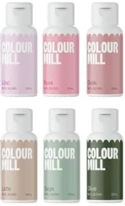 Colour Mill Oil Blend Food Coloring, Botanical Pack - 20 Milliliters Each of 6 Colors: Dusk, Latte, Lilac, Olive, Rose and Sage