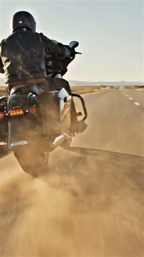 Big American Biker Riding a Black Harley Street Glide