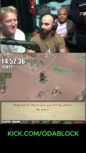 Oda feeds the abyssal leech his third age pickaxe... #odablock #osrs #runescape