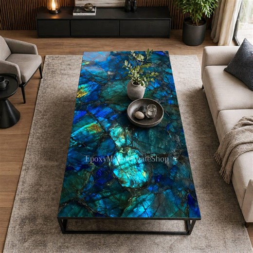 Natural Labradorite Table Top – Iridescent Stone Coffee Table – Modern Luxury Furniture - Etsy