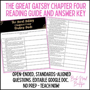 The Great Gatsby (Fitzgerald) Chapter 4 Reading Guide and Answer Key