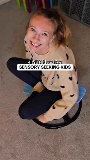 Comment SENSORY and I’ll send you the links to these amazing gift ideas for sensory seeking kids. If you’ve got a sensory seeking kid who never stops moving or always needs to touch everything these gifts are about to change your whole house . these are my favorite pics for sensory kids who crave movement balance, visual, calm, and all the tactile input! From the spinning chair to the jelly blocks, every item gives them safe meaningful sensory play. They’ll actually use and you’ll love watching 