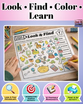 Look and Find Vocabulary Worksheets – ESL Picture Search Activity for Kids | 10