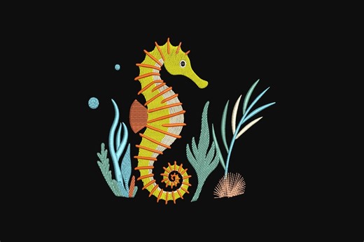 Whimsical Seahorse Embroidery Design, Marine Life Pattern, Instant Download - Etsy