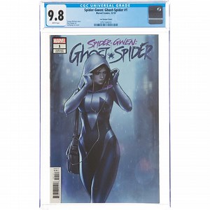 4.5K views · 19 reactions | Spider-Gwen: Ghost-Spider No. 1 Lee Variant Cover (Marvel, 2018) CGC NM/MT 9.8 White pages. A rare copy of the 1:100 retailer incentive variant with a cover by JeeHyung Lee, copies of which sell for as much as $2,300 in NM/MT 9.8 condition. Lot No. 82317 I August 26 Certified Modern Age Comics Showcase Sale No. 40176 https://fal.cn/3hF9Q | Heritage Comics | Facebook