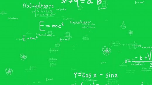 Download Math formula, mathematic calculation equation, thinking knowledge IQ, science formula animation overlay effect on green screen background for free