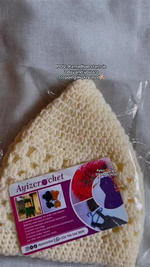 Ramadhan is almost here!!! Would you wear this or gift a loved one this kufi cap? 5,000NGN🏷️ #mencap #viraltiktok #muslimtiktok #muslimmen #ayizcrochet