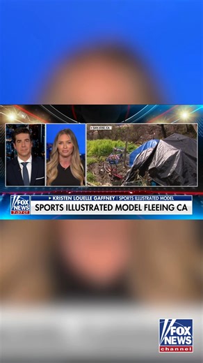 'TAKE A SEAT BUDDY': Sports Illustrated model Kristen Louelle Gaffney tears into Gov Gavin Newsom on Jess Watters as the out-of-control homeless and crime crisis has her young family fleeing California and moving to Nashville. | Fox News