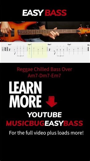 REGGAE: Chilled Bass Line over Am7-Dm7-Em7 Chords | EASY BASS |