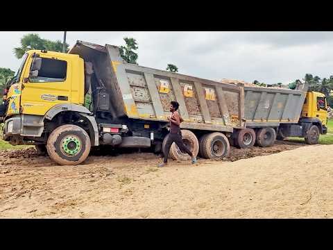 Truck Video - TIPPER Lorry Trapped in Gravel | Heavy Truck Rescue Action!