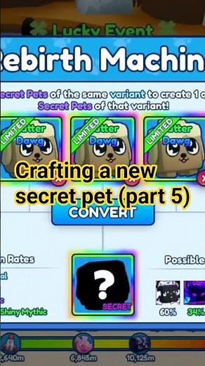 Crafting a new secret pet in BGSI (part 5) #hatching #roblox #bgsi #secretpet #crafting #bgs