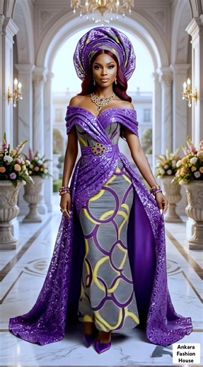 Luxury #Ankara Couture: Majestic Purple Gown With Dramatic Train! #fashion #shorts