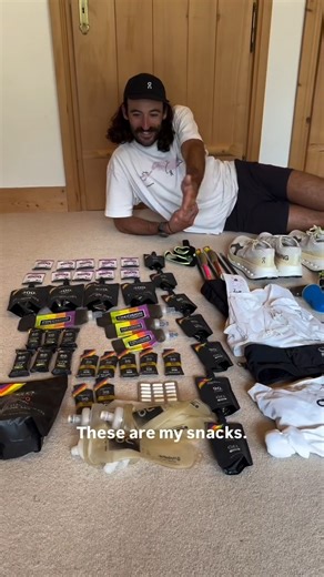 After a fourth-place finish at Western States earlier this summer, Jeff Mogavero is hungry for more 100-mile success. He’s also hungry for his snacks. And maybe an Egg McMuffin. See everything he’s bringing with to race UTMB: https://bit.ly/45COXVD | Trail Runner magazine