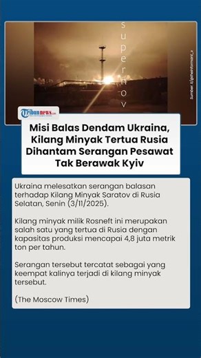 Ukraina Murka! Serangan Balas Dendam Hantam Kilang Minyak Tertua Milik Rusia, Jadi Incaran Kyiv