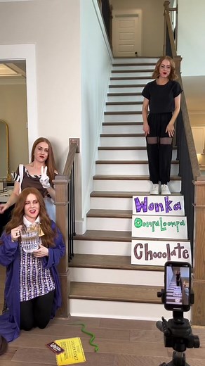 NEW #tutorial 😱🤣 posting results after you say WILLY WONKA 🍫 #triplets #wonka