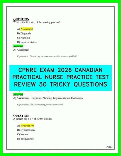 CPNRE EXAM 2026 CANADIAN PRACTICAL NURSE PRACTICE TEST REVIEW 30 TRICKY QUESTIONS VIDEO REVIEW2026